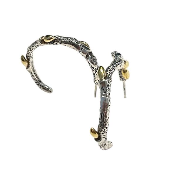 Stephen Dweck Vine Hoop Earrings, 18k YG, .925 & Dweck Diamonds - Picture 7 of 11